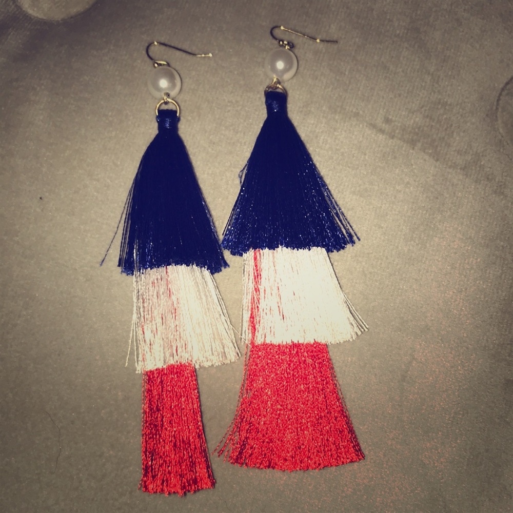 Red, White, & Blue Tassel Earring